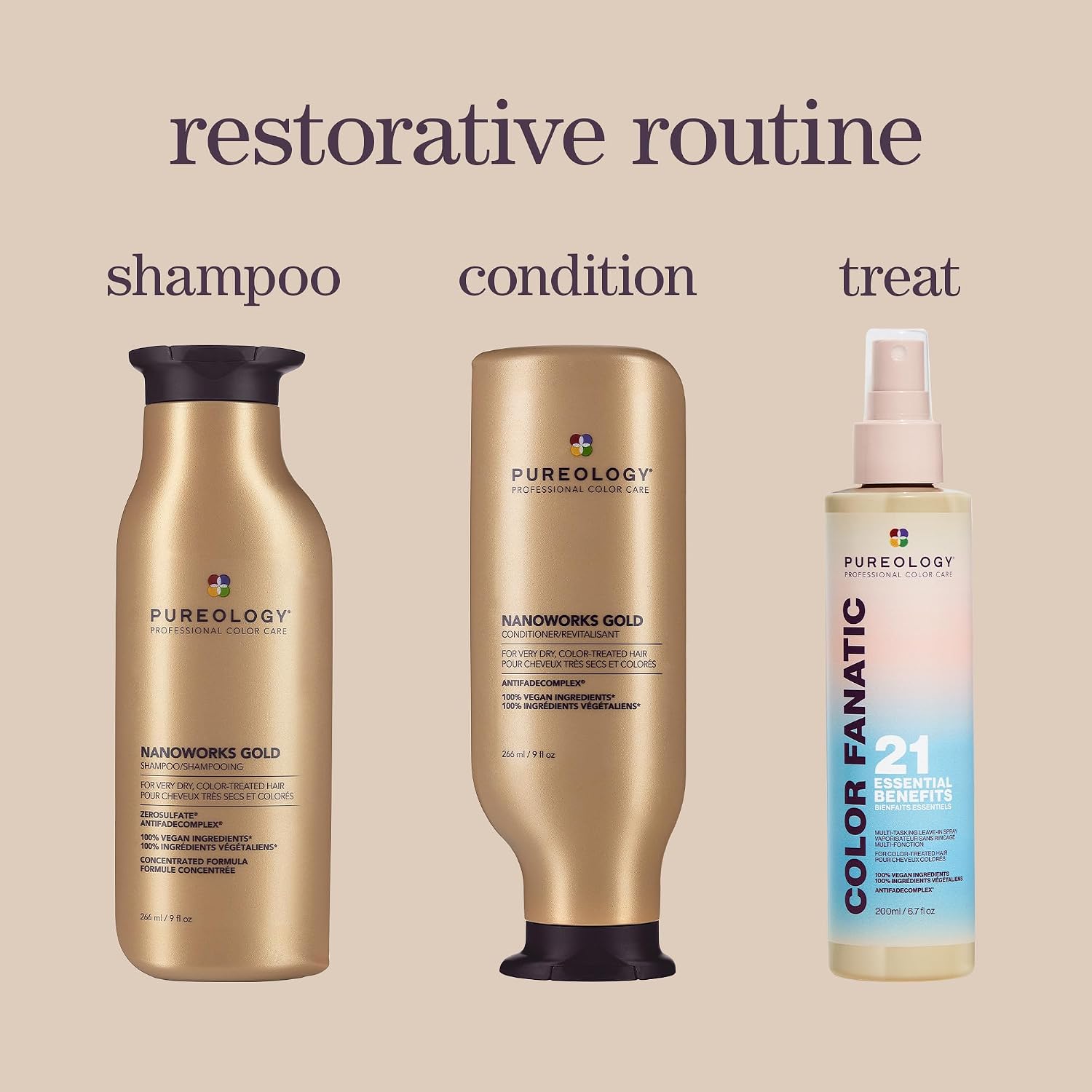 Pureology Nanoworks Gold Shampoo - For Very Dry and Color-Treated Hair, Renews Softness & Shine, Sulfate-Free & Vegan