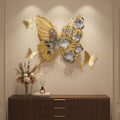 XWYLFDC Large Sized 3D Metal Wall Art Featuring Golden Butterfly With Black And White Gradient Flowers Exudes Luxury And Is Suitable Wall Decor For Living rooms Bedrooms Kitchens And Offices