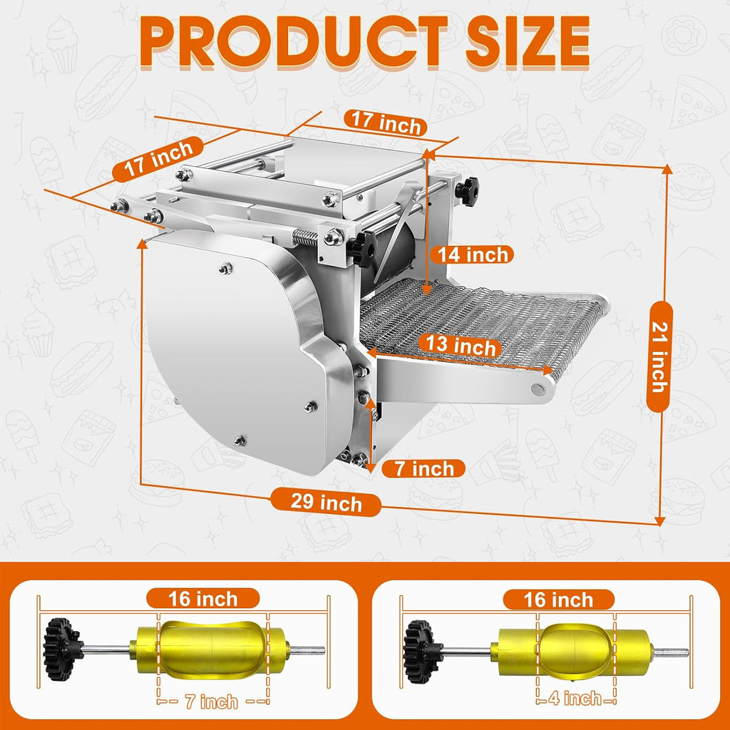Electric Tortilla Maker with 2 Free Mold (4in+6in), Heavy Duty Automatic None-Stick Mexico Chapatti Corn Machine 1500-2000pcs/h for Roti Pita Tacos Tortilla, Commercial Home Use