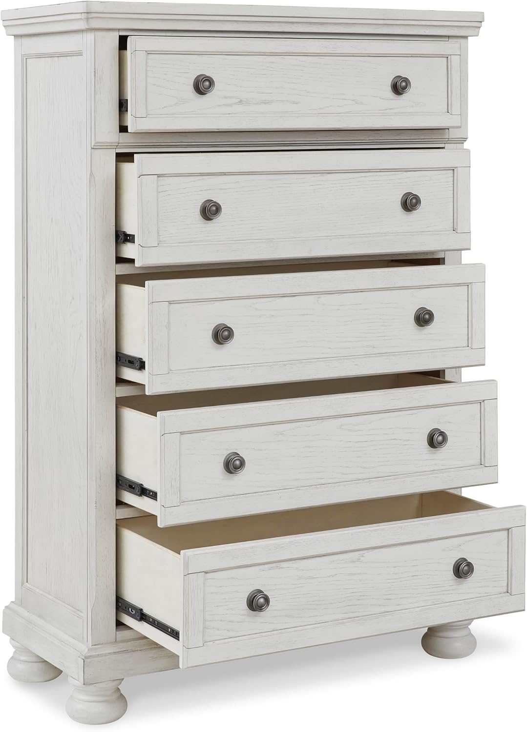 Signature Design by Ashley Robbinsdale Traditional 5 Drawer Chest, Antique White