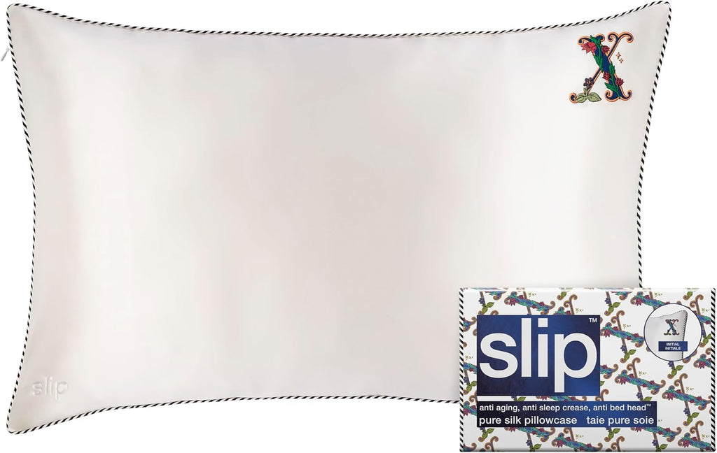 slip The Original Queen Pure Silk Pillow Case - 100% Pure 22 Momme Mulberry Silk - Queen Standard Size - Anti-Aging, Anti-BedHead, Anti-Sleep Crease, Initial Collection: Letter X (20' x 30')