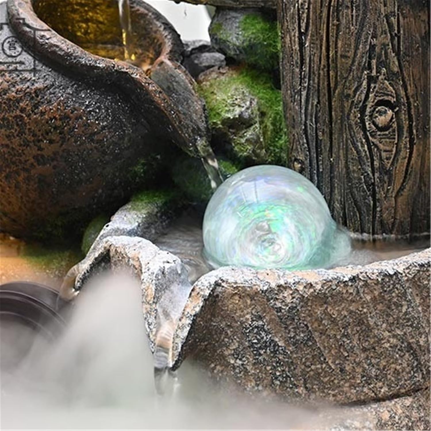 Tabletop Fountain Waterfall Desktop Fountains Rockery and Flowing Water Ornaments Circulating Waterscape Decoration