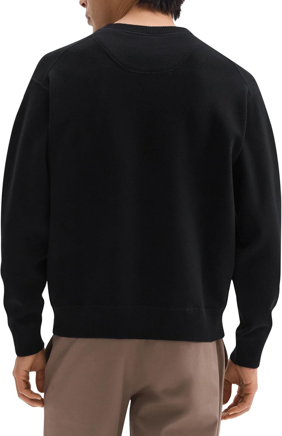 Theory Mens Relax Crewneck Long Sleeve in Light Bilen Black Small