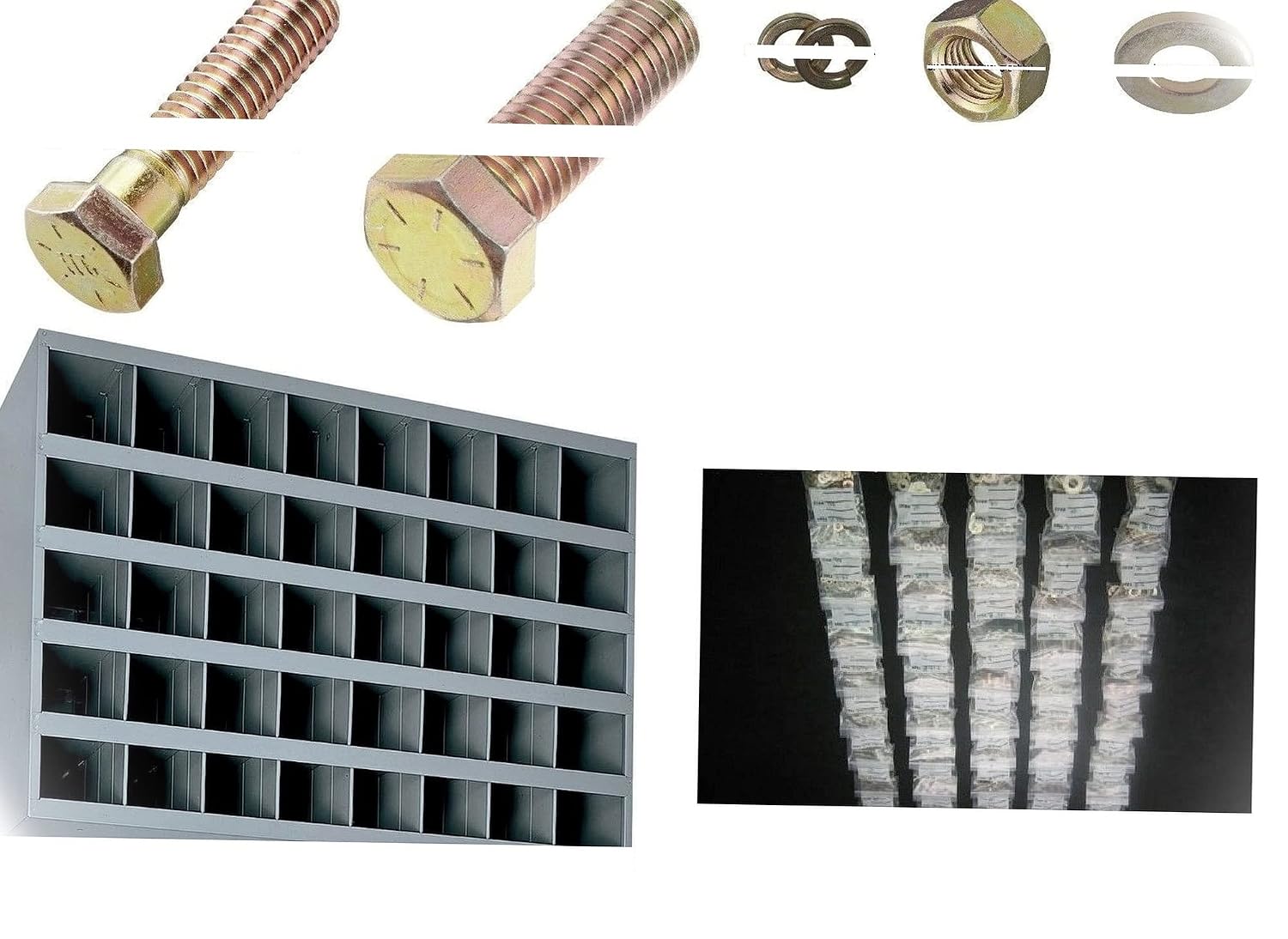 Grade 8 Bolt NUT & Washer Assortment - KIT 1496 pcs with A H-D Metal 40 Hole BIN Multi-Purpose Comprehensive Hardware Fastener Assortment Kit Cit00456Riv