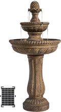 XBrand 39' Solar Water Fountain, 2-Tier Outdoor Sand Stone Resin with Solar Panel & Pump for Home Garden Yard Decor