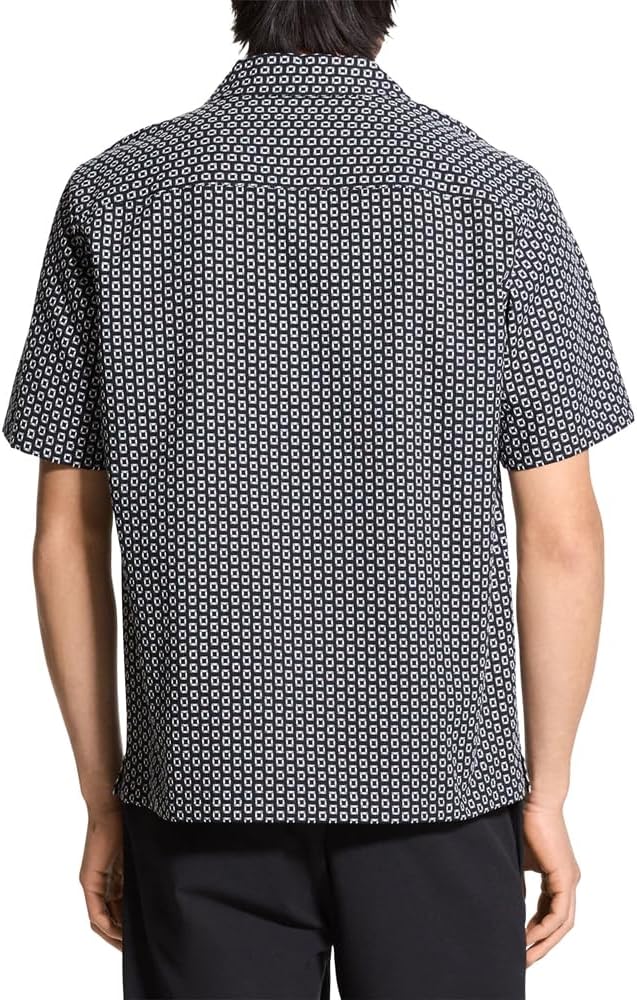 Theory Men's Noll Short Sleeve Camp Collar in Geo Cotton