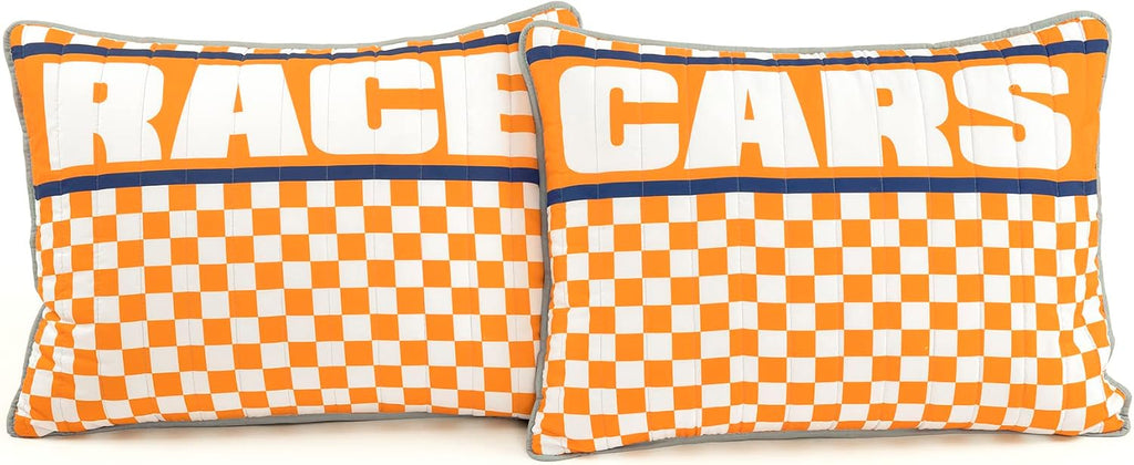 Lush Decor Racing Cars Reversible Oversized 5 Piece Quilt Set, Full/Queen, Gray & Orange