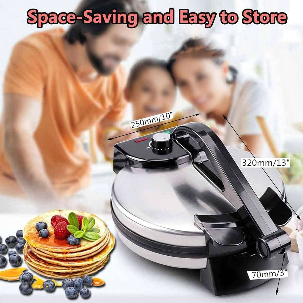 1500W Electric Tortilla Maker, 10 Inch Non Stick Tortilla Press, with Temperature Control & Stainless Steel Cover, Electric Roti Maker for Pitas, Chapati, Roti, Flatbread