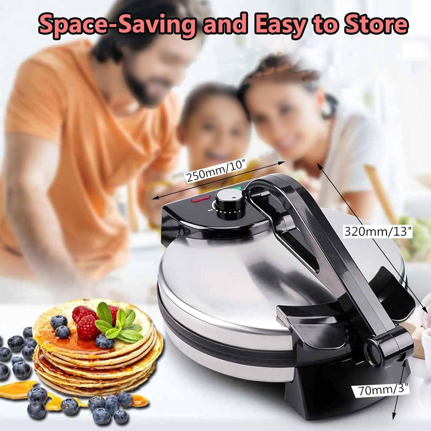 1500W Electric Tortilla Maker, 10 Inch Non Stick Tortilla Press, with Temperature Control & Stainless Steel Cover, Electric Roti Maker for Pitas, Chapati, Roti, Flatbread