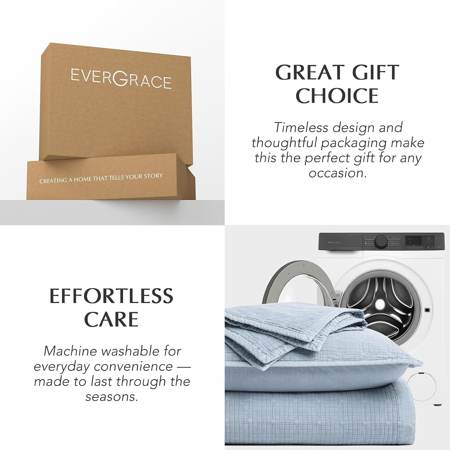 EVERGRACEHOME Stonewashed Cotton Quilt Set King Size, Ultra Soft Oversized Bedspread Coverlet Set, Lightweight Crinkle Box Stitch Bedding Sets for All Season, with 2 Matching Shams, Blue Linen