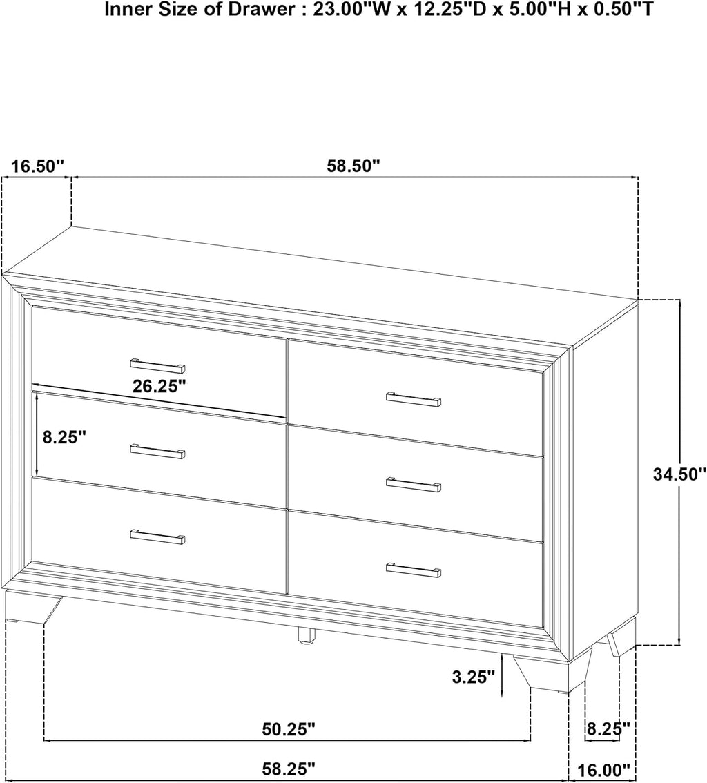 Coaster Home Furnishings Wright Transitional 4-Piece Bedroom Set Fabric Upholstered Queen Size Panel Bed Frame 52-inch Headboard Brown Oak 223341Q-S4