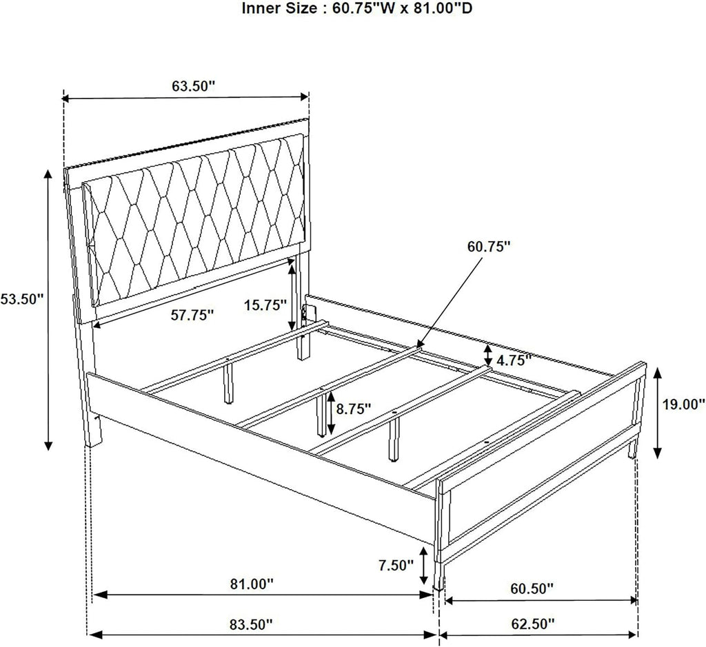 Coaster Home Furnishings Sonora Contemporary 5-Piece Bedroom Set Leatherette Upholstered Queen Size Panel Bed Frame 54-inch Headboard White 224861Q-S5