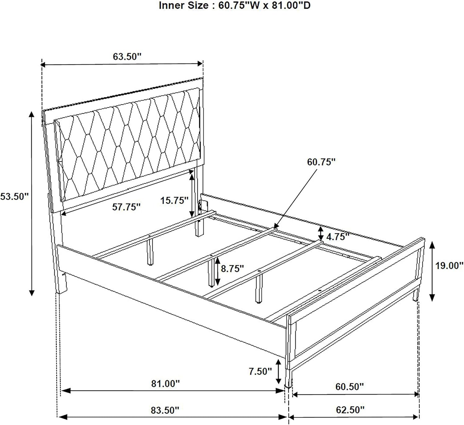 Coaster Home Furnishings Sonora Contemporary 5-Piece Bedroom Set Leatherette Upholstered Queen Size Panel Bed Frame 54-inch Headboard White 224861Q-S5