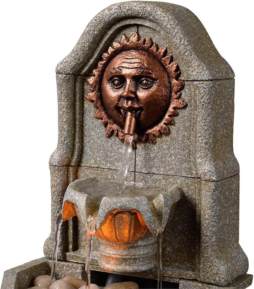 Tabletop Fountain Sun Desktop Fountain Resin Running Water Ornaments Circulating Water Small Vintage Fountain Home Decoration Home Fountain