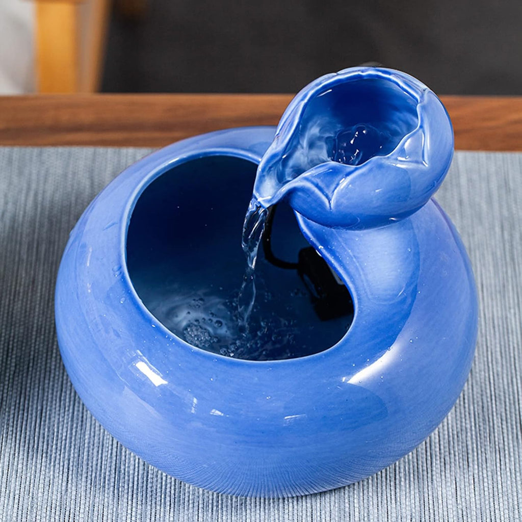 Desktop Fountain Ceramic Tabletop Water Fountain Feature Zen Tabletop Fountain for Indoor and Outdoor Home Decoration Table Desktop Office, L 7.6' x W 7.6' x H 5.9' Tabletop Fountain ( Color : ( Mug )