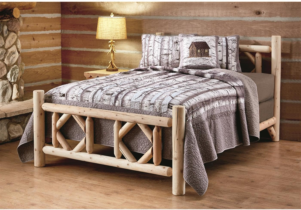 CASTLECREEK Log Bed Frame, Wood Queen Bed Frame with Headboard
