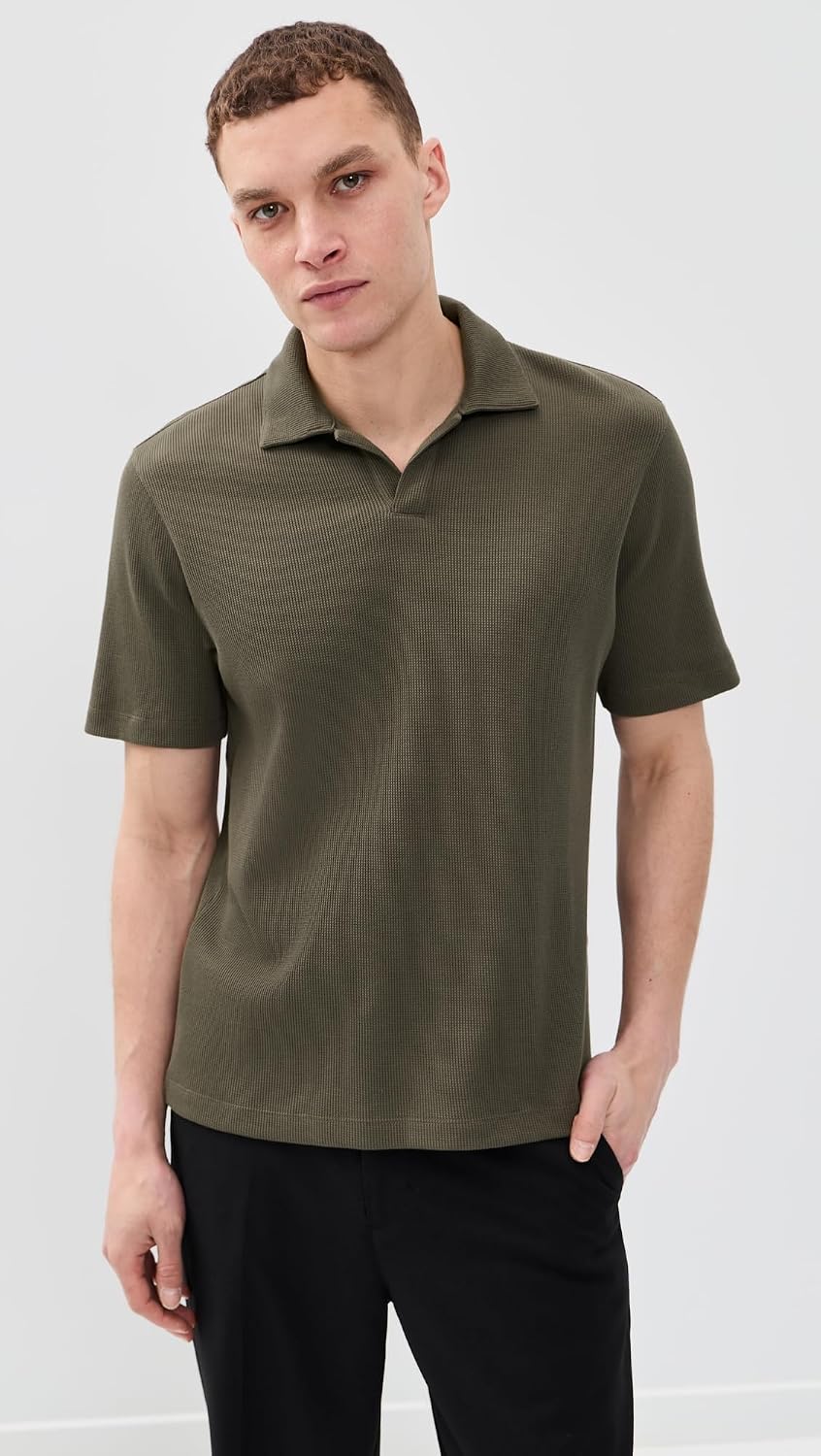 Theory Men's Short Sleeve Polo in Soft Waffle