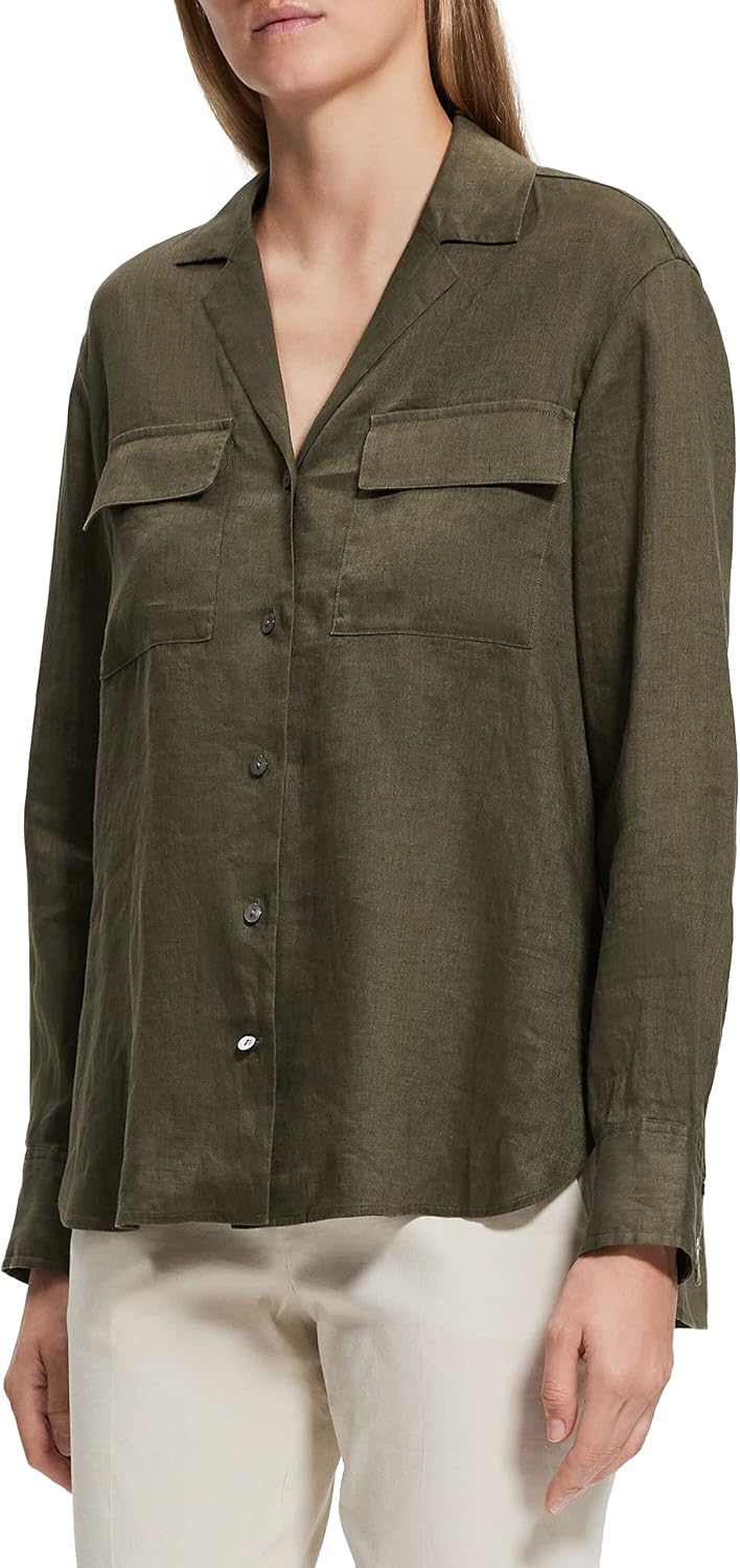 Theory Women's Linen Notch Shirt