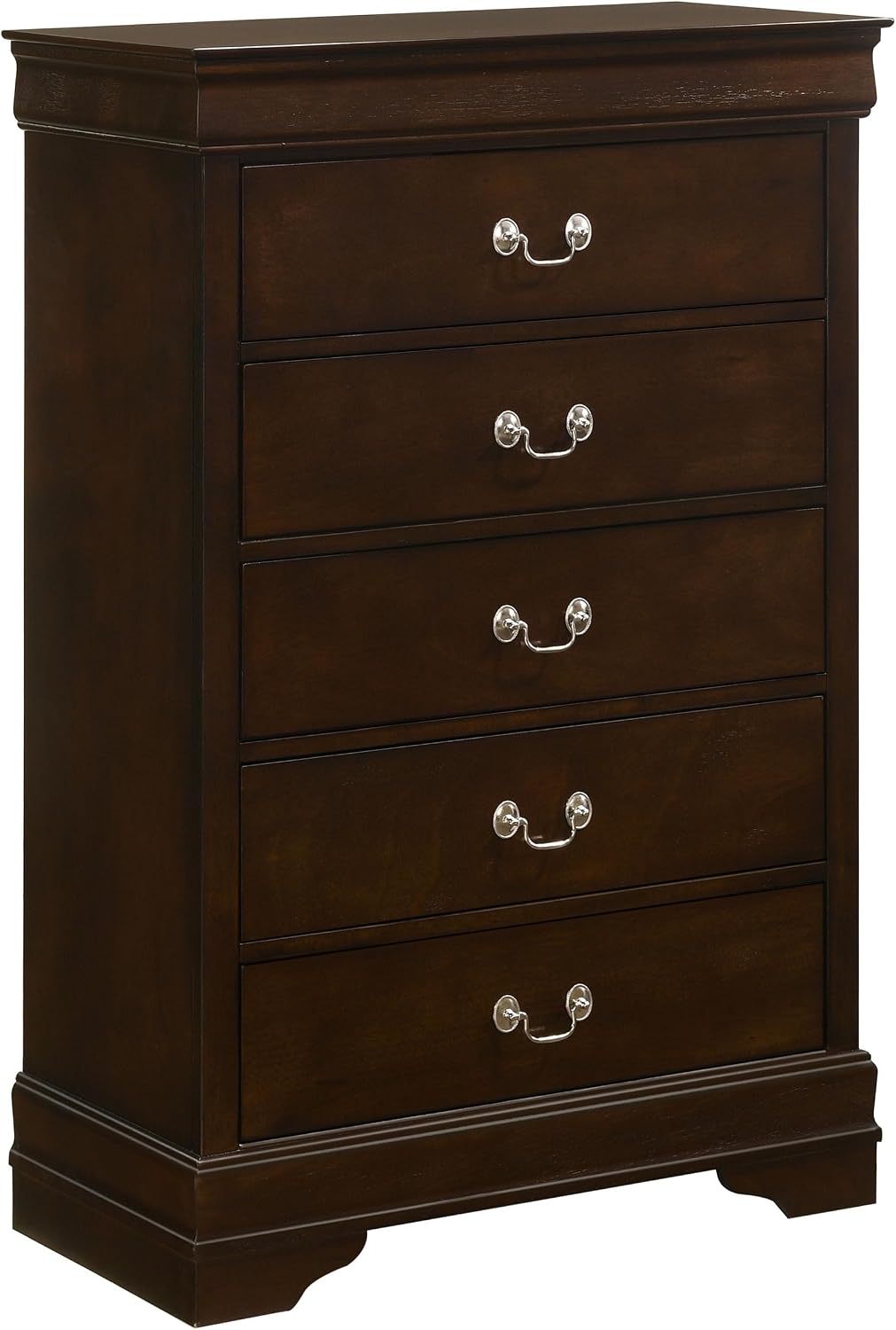 Coaster Home Furnishings Louis Philippe 4-piece Bedroom Set Queen Size Traditional Wooden Sleigh Bed Frame 47-Inch Panel Headboard Nightstand Dresser and Mirror Cappuccino Brown 202411Q-S4