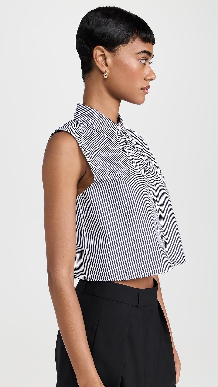 Theory Women's Sleeveless Crop Classic Shirt