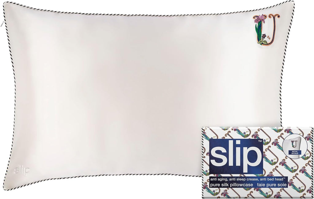 slip The Original Queen Pure Silk Pillow Case - 100% Pure 22 Momme Mulberry Silk - Queen Standard Size - Anti-Aging, Anti-BedHead, Anti-Sleep Crease, Initial Collection: Letter U (20' x 30')