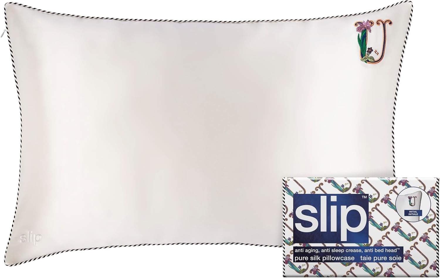 slip The Original Queen Pure Silk Pillow Case - 100% Pure 22 Momme Mulberry Silk - Queen Standard Size - Anti-Aging, Anti-BedHead, Anti-Sleep Crease, Initial Collection: Letter U (20' x 30')