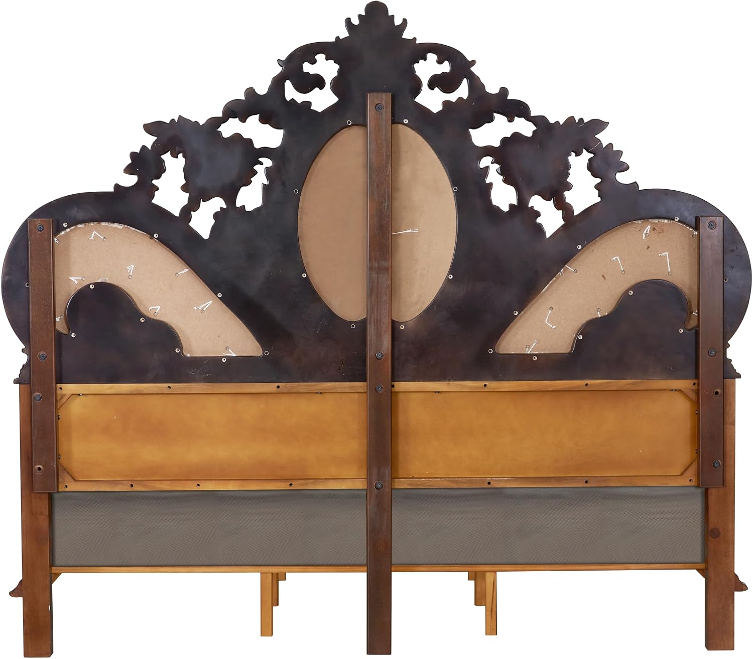 Acme Devany Wood & Fabric Upholstered Queen Bed in Cream and Cherry