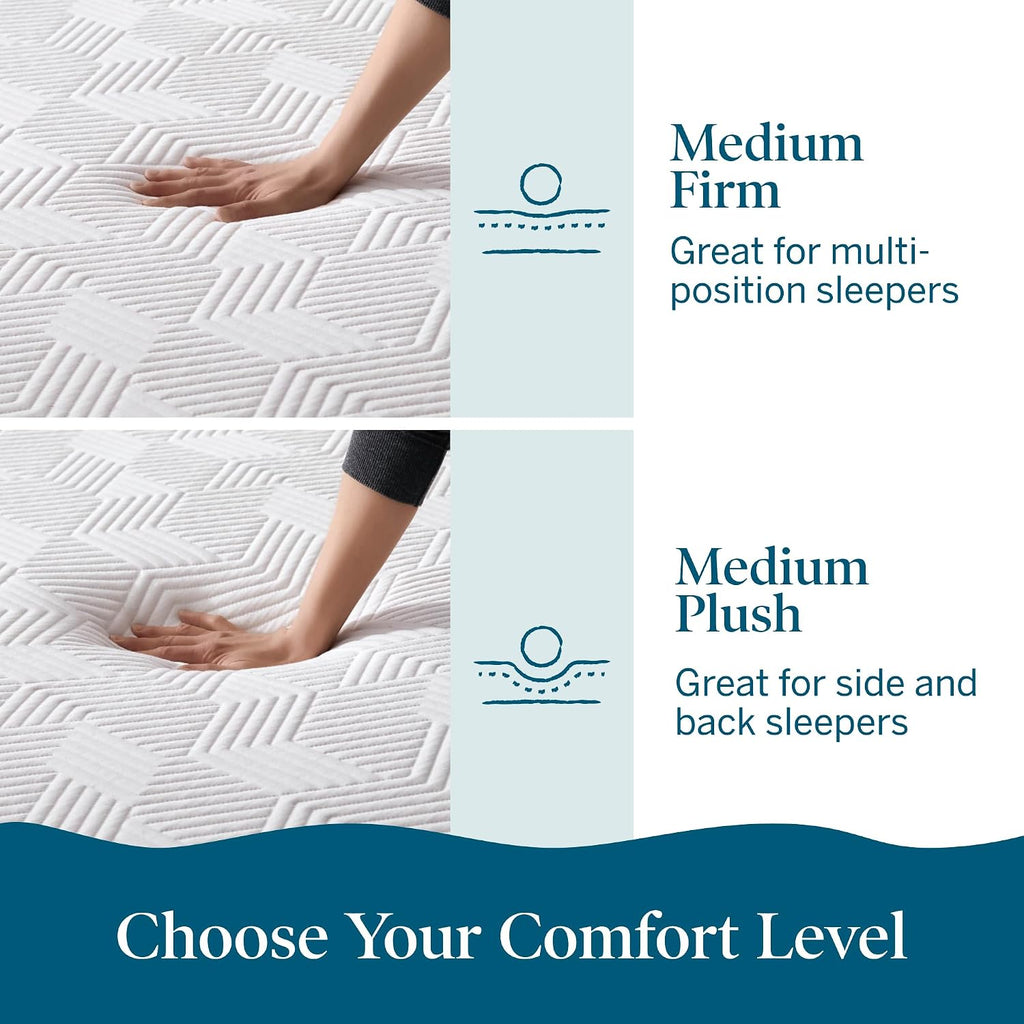 Lucid 8 Inch Memory Foam Mattress - Medium Firm Feel - Infused with Refreshing Bamboo Charcoal and Cooling Gel - Bed in a Box - Temperature Regulating - Pressure Relief - Breathable - King Size