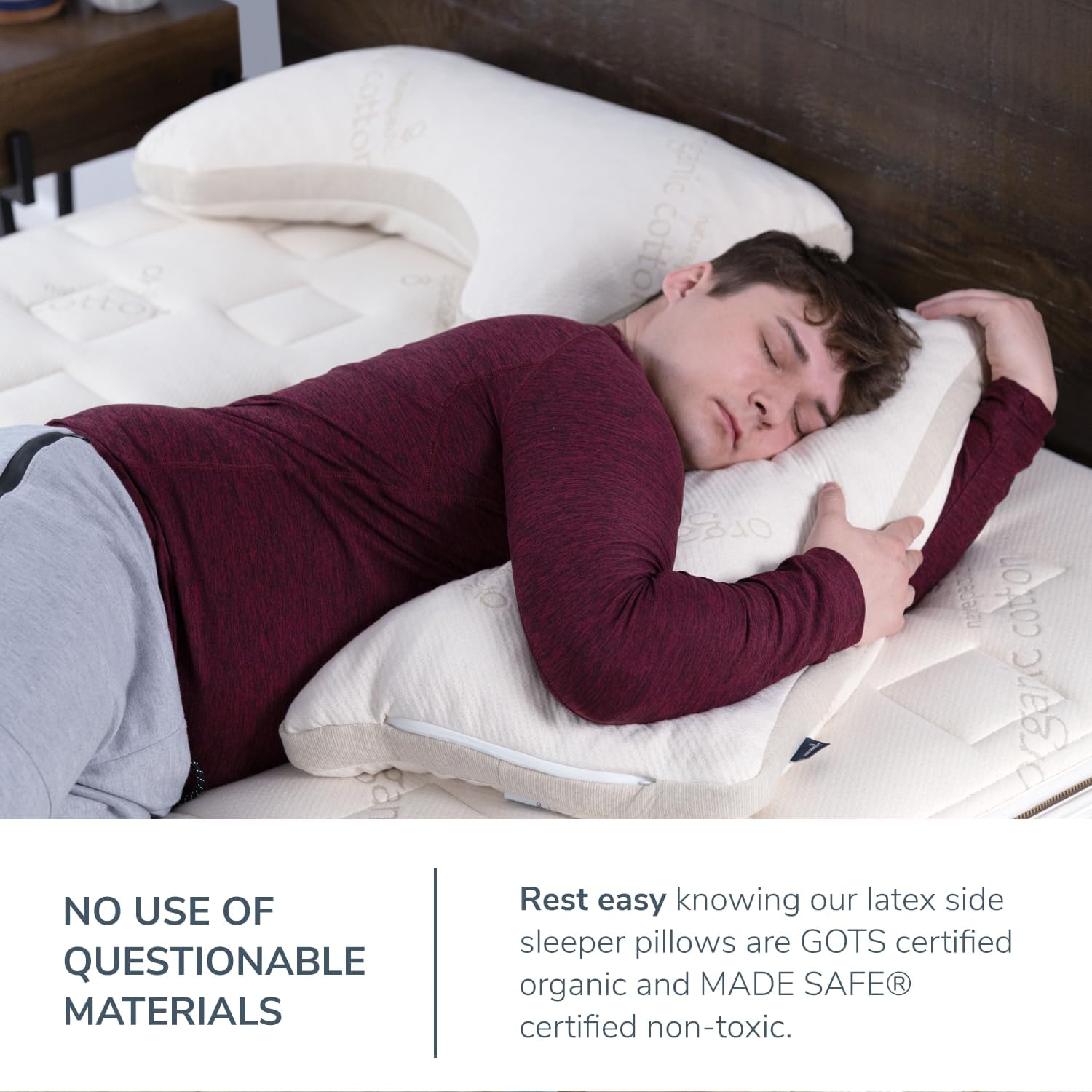 Naturepedic Organic Latex Side Sleeper Pillow - Standard/Queen Bed Pillow with Shoulder Cutout - Luxury Pillow for Back Support and Neck Pain Relief
