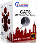 NewYork Cables CAT6 Plenum Cable 1000ft | 100% Solid Bare Copper, UTP, 550MHz, 23AWG, 4Pair 10GB Ethernet Cable, Certified CMP-Rated Bulk Cat 6 Cable for Networking & Gaming (1000ft, Pure Copper,Grey)