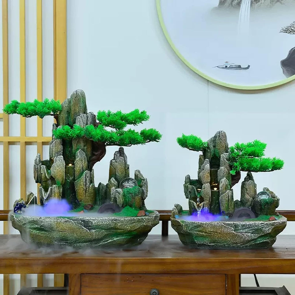 Indoor Water Feature,Ornaments Tabletop Fountain, Waterfall, Chinese Artificial Tree(L)