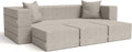 Jaxx Zipline Convertible Sleeper Sofa & Three Ottomans/California King-Size Bed, Dove Grey