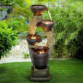 40' H Modern Outdoor Fountain - 4 Crocks Outdoor Garden Fountains with Contemporary Design for Garden, Patio, Deck, Porch, Backyard and Home Art Decor