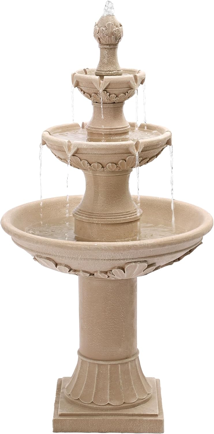 Italian Outdoor Water Fountains Garden Decor - 48.4''H Fountains and Waterfalls Outside, Large Cascading Indoor Floor-Standing Resin Bubbler Fountain Features W/Pump for Patio, Yard and Home