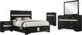 Coaster Home Furnishings Miranda Contemporary 5-Piece Bedroom Set Fabric Upholstered Queen Size Panel Bed Frame 54-inch Headboard Black 206360Q-S5