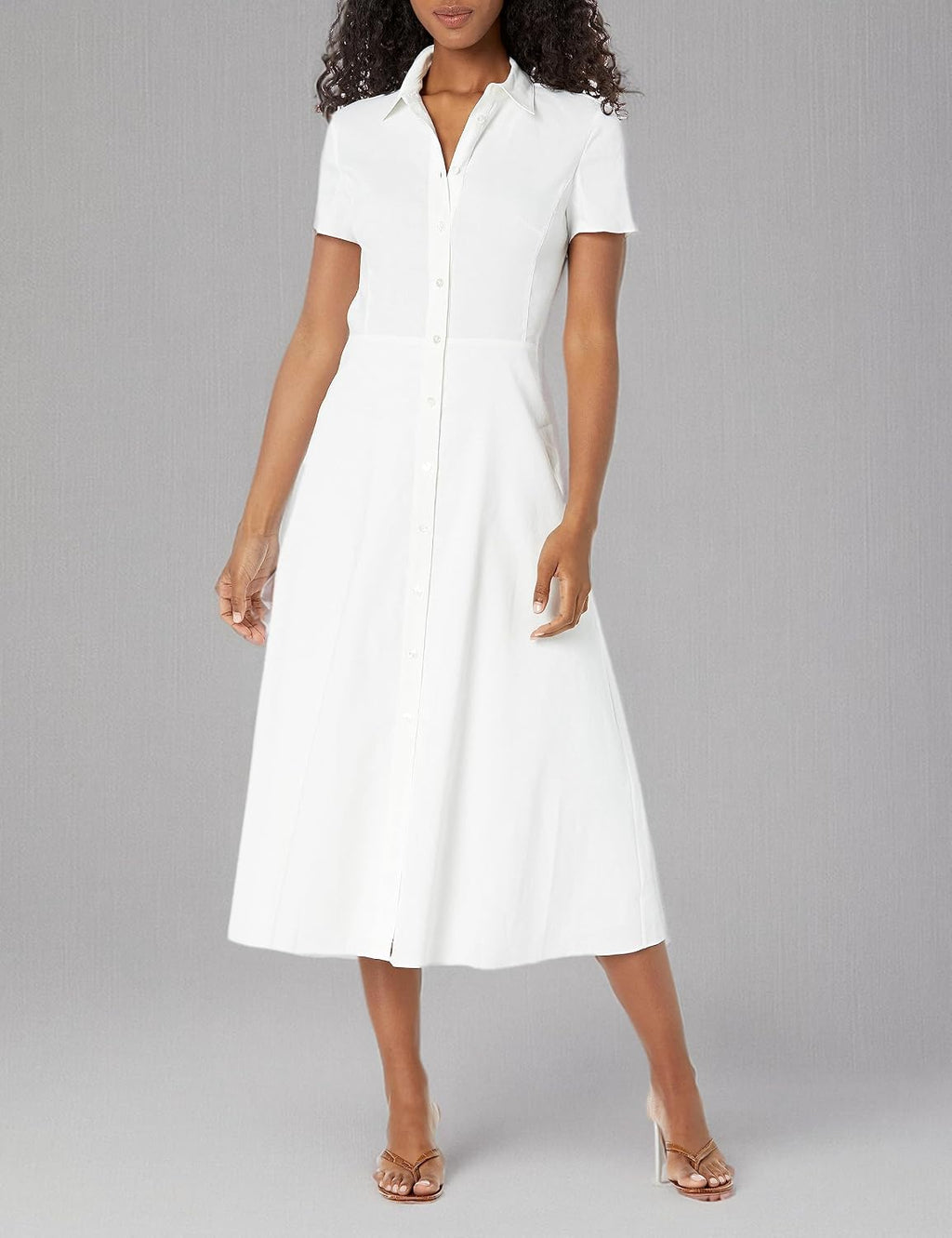 Theory Women's Short-Sleeved Button Down Midi Dress