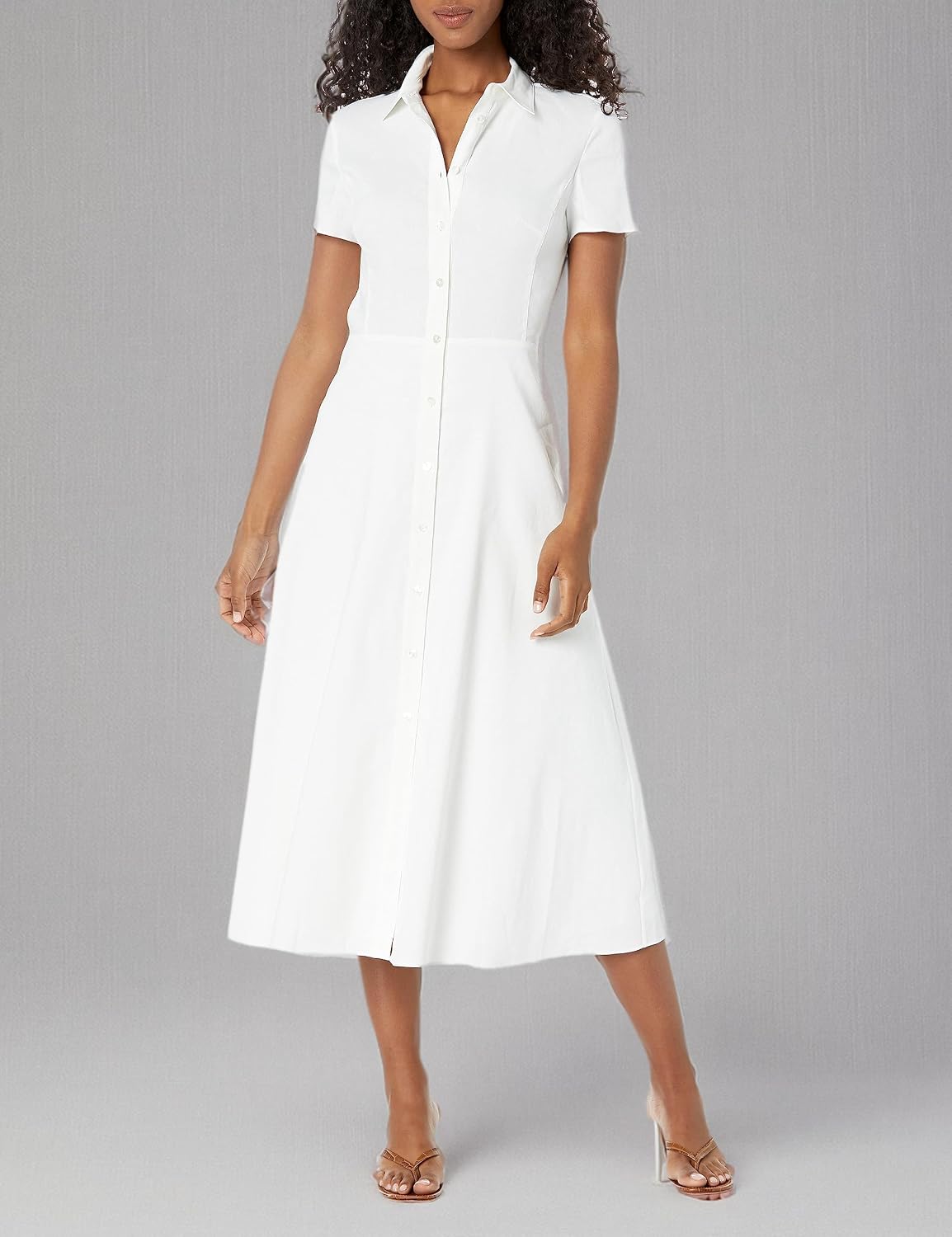 Theory Women's Short-Sleeved Button Down Midi Dress