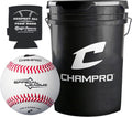 Champro CBB-90 Durahide Cover Baseballs in a Black Champro Bucket – 30 Balls and one Rods Can Sleeve Included
