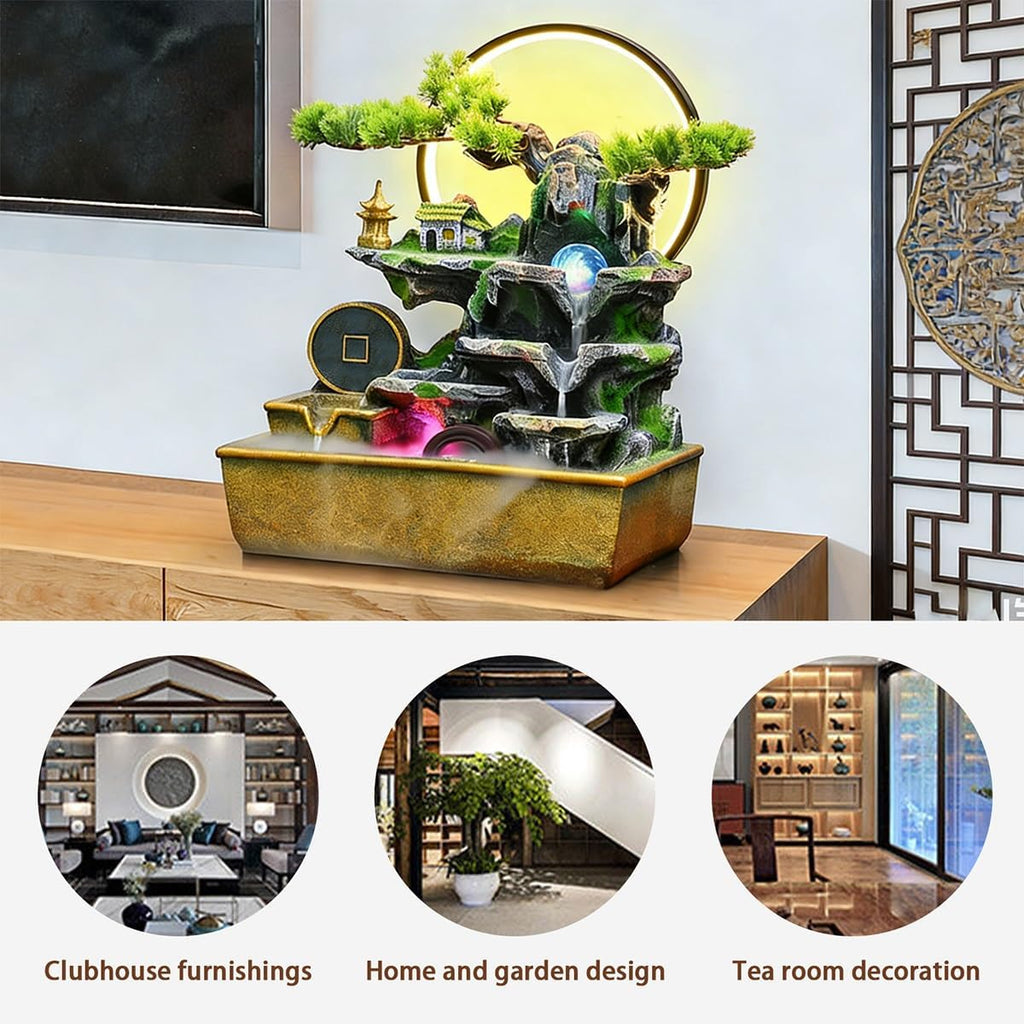Table Fountain, Waterfall Tabletop, Fountains Indoor, Water Fountain Indoor Decoration, Relaxing Nature Feeling, for Office, Bedroom, Living Room