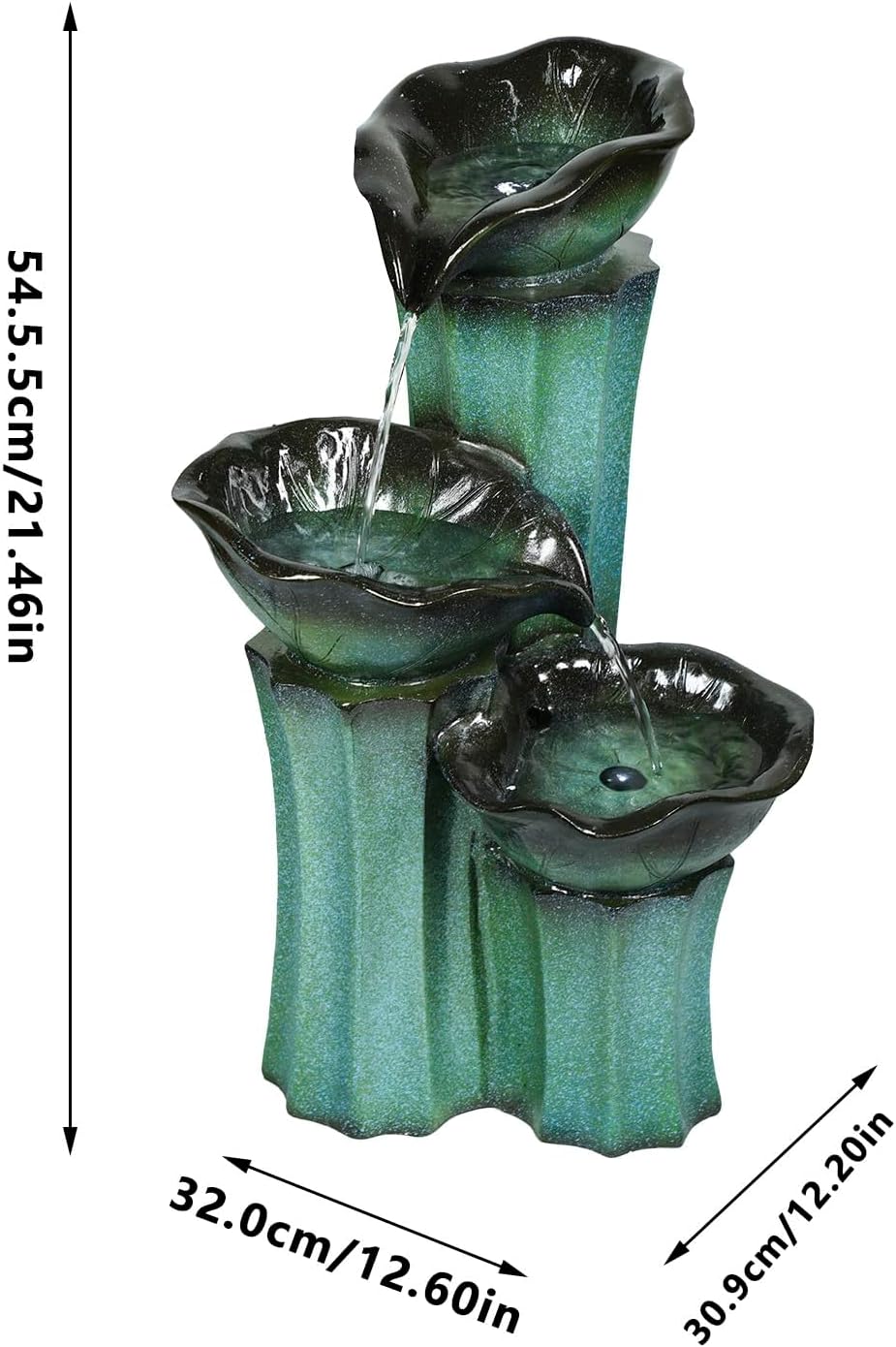 Ferrisland 3 Tiered Outdoor Big Waterfall 22' H Lotus Leaf Indoor Outdoor Freestanding Relaxing Water Fountain, Garden Backyard Decking Home Decor, Gift Ideas (Lotus)