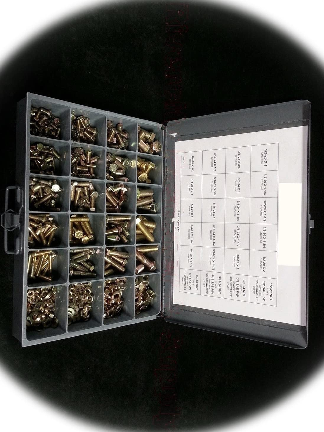 Grade 8 Bolt NUT & Washer & Lock Washer Assortment - KIT 490 Pieces FINE Thread Multi-Purpose Comprehensive Hardware Fastener Assortment Kit Cit00970Riv