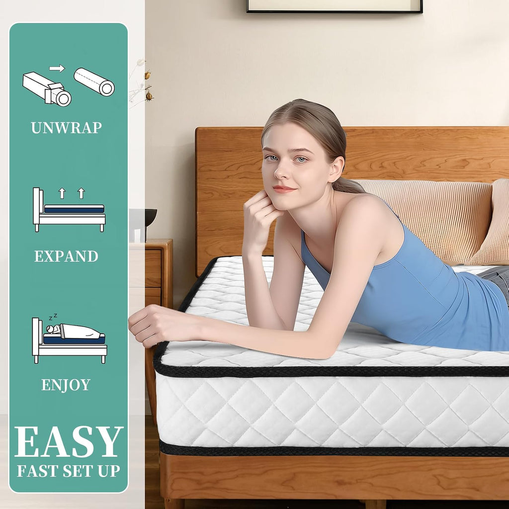 Queen Mattress in a Box, 6 inch Memory Foam Mattresses, Medium Firm Double Sided
