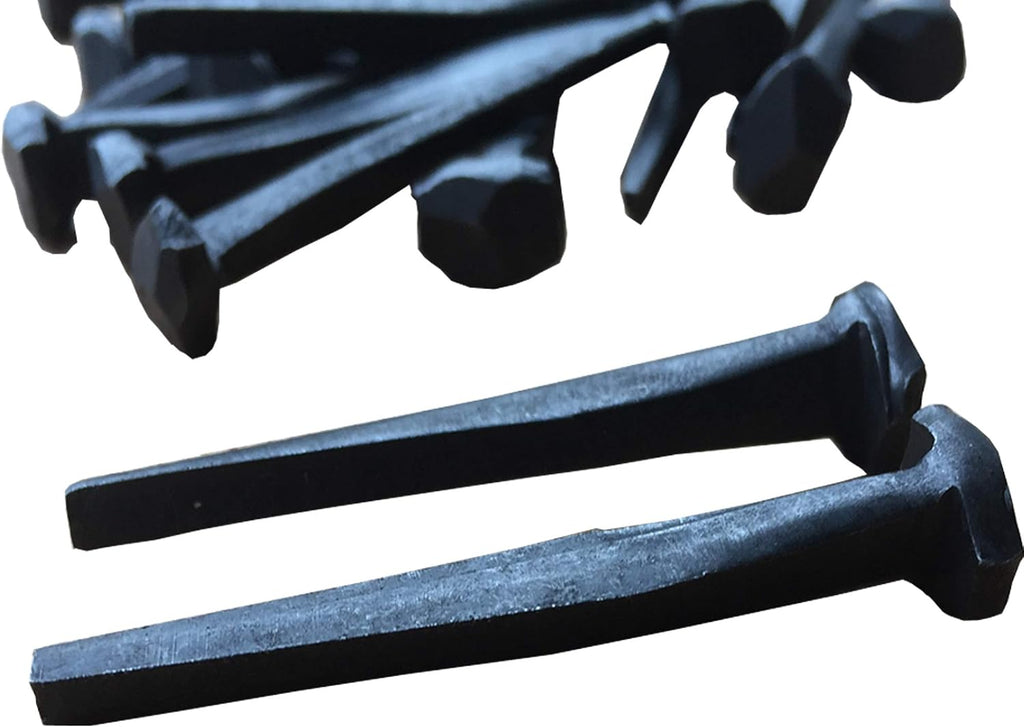 2.5'- Wrought Head Iron Nails – Antique Black rustic restoration accent nails for hanging, furniture, cabins, shutters & flooring – Decorative clavos nails – Distinct wrought rose head – 2.5 in