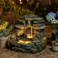 Bumilgar 15.6' H Small Garden Outdoor Rock Water Fountain with LED Lights, 3-Tier Cascading Waterfall Fountain for Patio, Porch, Backyard & Indoor Home Decor
