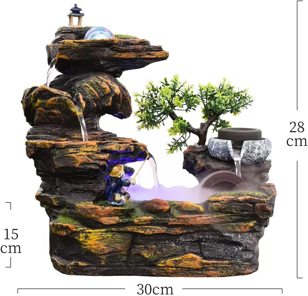 Tabletop Fountains Tabletop Water Fountain Rock Falls Fountains Resin Indoor Waterfall Fountain Tabletop Fountains with Crystal Ball and Automatic Water Pump for Home Office Decor Indoor Water Founta