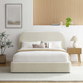 Modway Keynote Modern Full Bed Frame with Curve Shaped Headboard in Alabaster, Upholstered in Performance Velvet, Full Size Platform Bed, Soft Cloud Bed Frameain-Resistant Velvet Full Bed