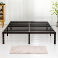 Wulanos King Size Bed Frame 18 inch Tall, 3500lbs Heavy Duty Metal Platform with Steel Slats Support, No Box Spring Needed, 18-inch Bedframe with Ample Storage, Sturdy and Noise-Free, Black