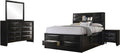 Coaster Home Furnishings Briana Transitional 4-Piece Bedroom Set Queen Size Storage Bookcase Bed Frame 56-inch Headboard Black 202701Q-S4