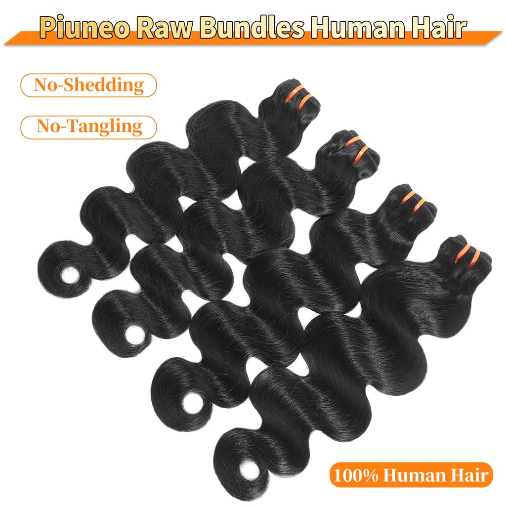 16A Raw Bundles Human Hair 14 16 18 20 Inch Body Wave Bundles Human Hair 100% Remy Virgin Human Hair 4 Bundles, 2-Year Life Span, Holds The Curls Well, Silky Soft after Mutiple Washes, Full and Thick