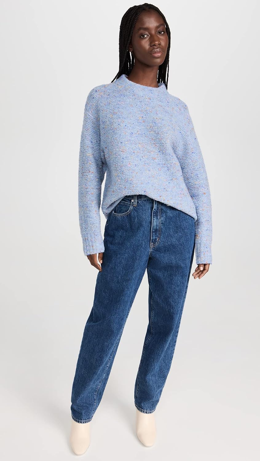 Theory Women's Boxy Mock Neck Tweed Boucle Sweater
